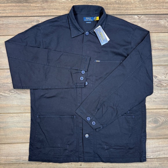 Polo Ralph Lauren Men Navy Classic Fit Utility Jacket Workwear Size Large NEW